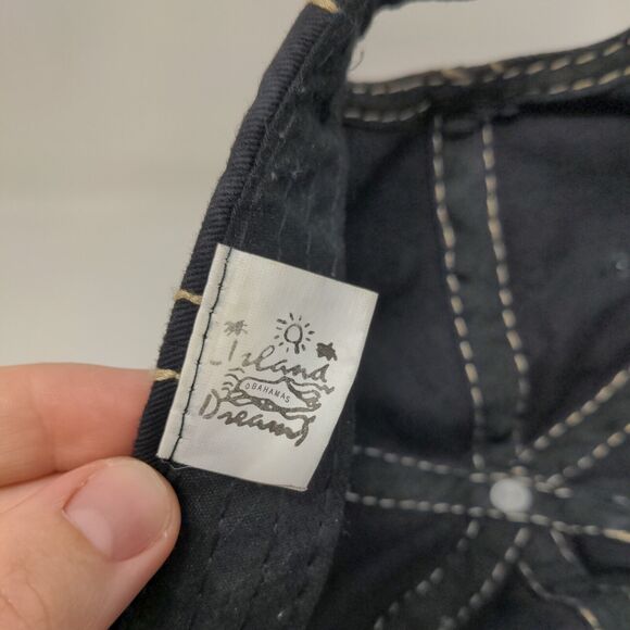 Bahamas Slideback Hat Black One Size Adjustable Strap Embroidered 6 Panel - Picture 7 of 7